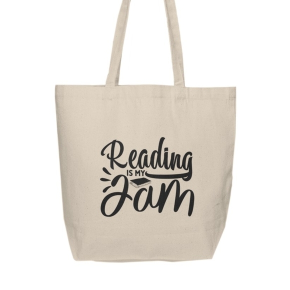 Reading Is My Jam Custom Tote Bag - Picture 2 of 3